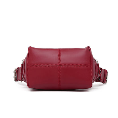Red PU Leather Zippered Shoulder Bag – Retro European Style Crossbody and Handheld Bag - Image 4