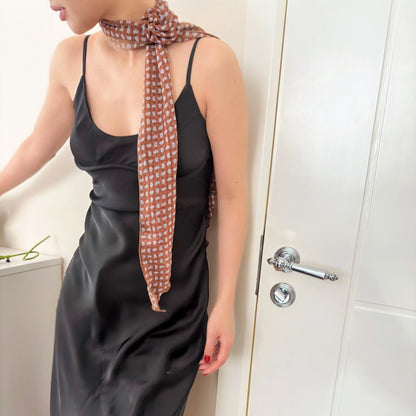 2 Pcs Black Clover Pattern Rose Flower Thin Scarf – Elegant and Versatile Neck Wrap for Women - Image 5