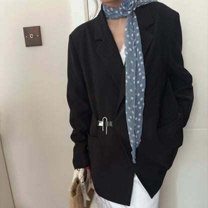 2 Pcs Black Fruit Pattern Rose Flower Thin Scarf – Elegant and Versatile Neck Wrap for Women - Image 5