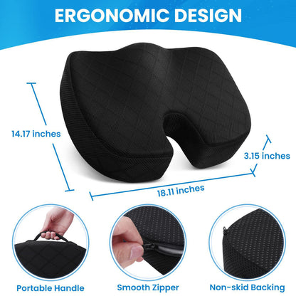 Dark Grey Memory Foam Seat Cushion – Ergonomic Support for Office, Car, Wheelchair, and Home Use - Image 6