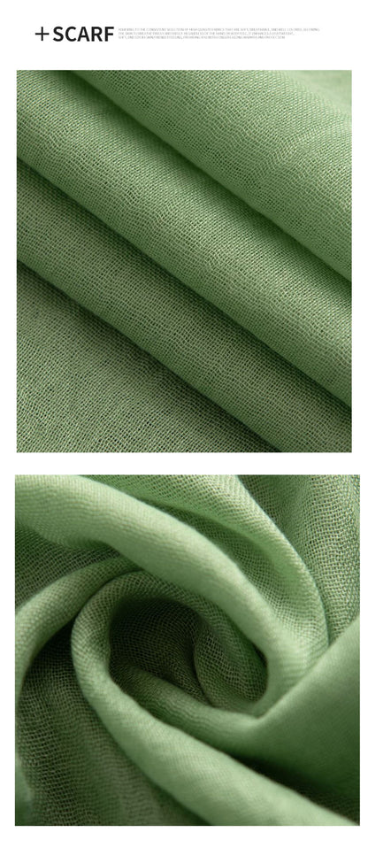 White Cotton and linen scarves - Elegant, solid-color, lightweight shawls, soft and comfortable, suitable for pairing with various outfits. - Image 5