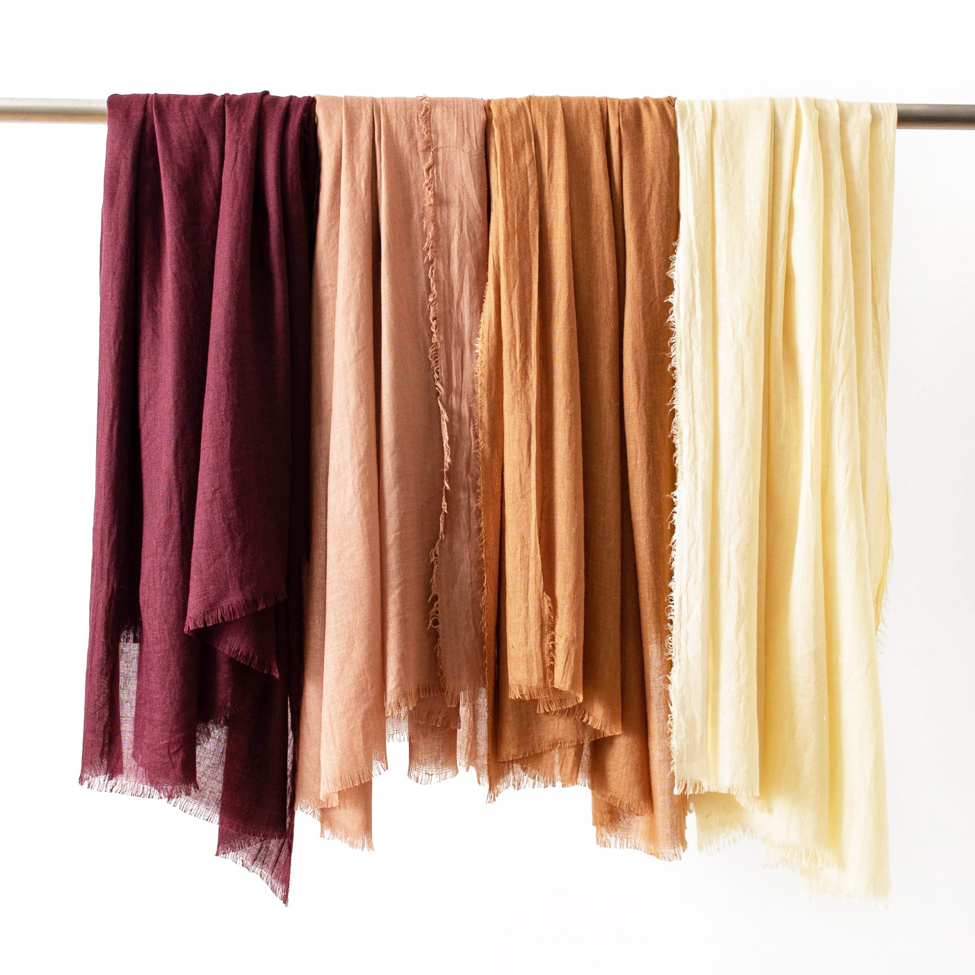 Khaki Cotton and linen scarves - Elegant, solid-color, lightweight shawls, soft and comfortable, suitable for pairing with various outfits. - Image 2
