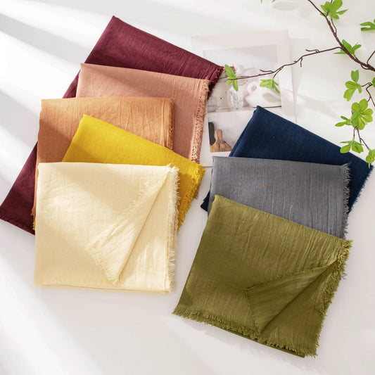 Grey Cotton and linen scarves - Elegant, solid-color, lightweight shawls, soft and comfortable, suitable for pairing with various outfits. - Image 3