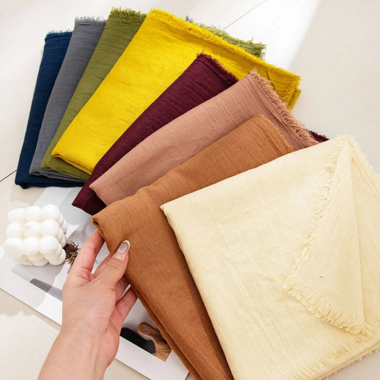 Light Pink Cotton and linen scarves - Elegant, solid-color, lightweight shawls, soft and comfortable, suitable for pairing with various outfits. - Image 3
