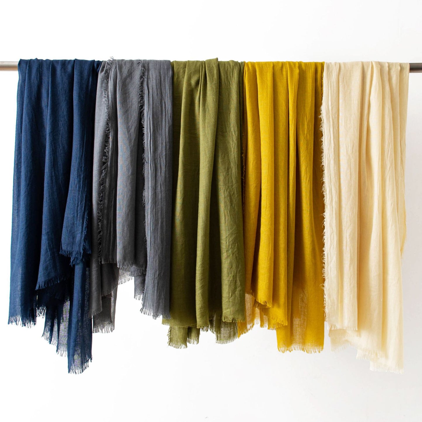 Dark Blue Cotton and linen scarves - Elegant, solid-color, lightweight shawls, soft and comfortable, suitable for pairing with various outfits. - Image 2