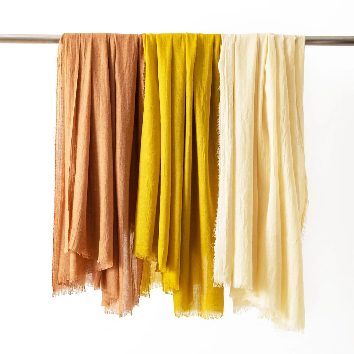 Dark Yellow Cotton and linen scarves - Elegant, solid-color, lightweight shawls, soft and comfortable, suitable for pairing with various outfits. - Image 2