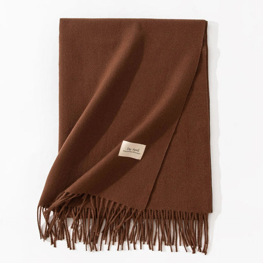 Coffee Autumn & Winter Korean-Style Women's Cashmere-Like Scarf – Solid Color, Warm, Versatile Wrap