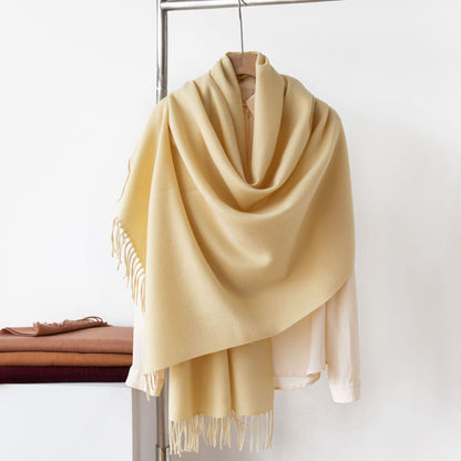Coffee Autumn & Winter Korean-Style Women's Cashmere-Like Scarf – Solid Color, Warm, Versatile Wrap - Image 4