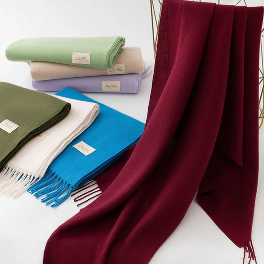 Oatmeal Autumn & Winter Korean-Style Women's Cashmere-Like Scarf – Solid Color, Warm, Versatile Wrap - Image 2