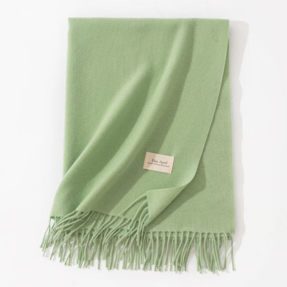Green Autumn & Winter Korean-Style Women's Cashmere-Like Scarf – Solid Color, Warm, Versatile Wrap