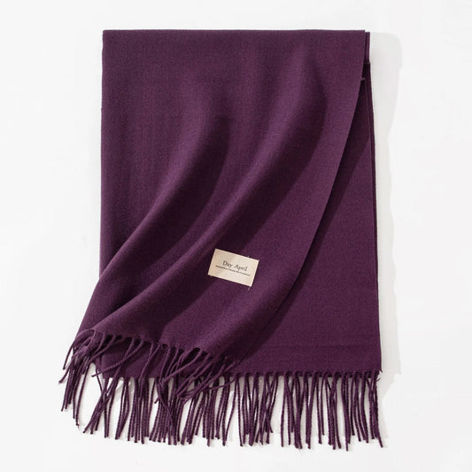 Dark Purple Autumn & Winter Korean-Style Women's Cashmere-Like Scarf – Solid Color, Warm, Versatile Wrap