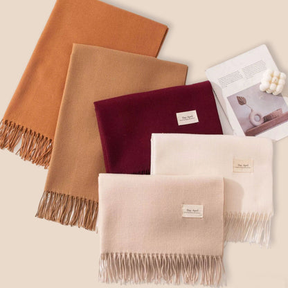 Dark Red Autumn & Winter Korean-Style Women's Cashmere-Like Scarf – Solid Color, Warm, Versatile Wrap - Image 3