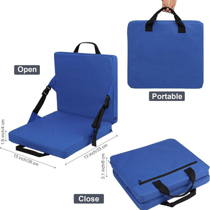 Blue Portable Foldable Outdoor Seat – Multi-Functional Stadium & Boat Chair with Carry Handle - Image 2