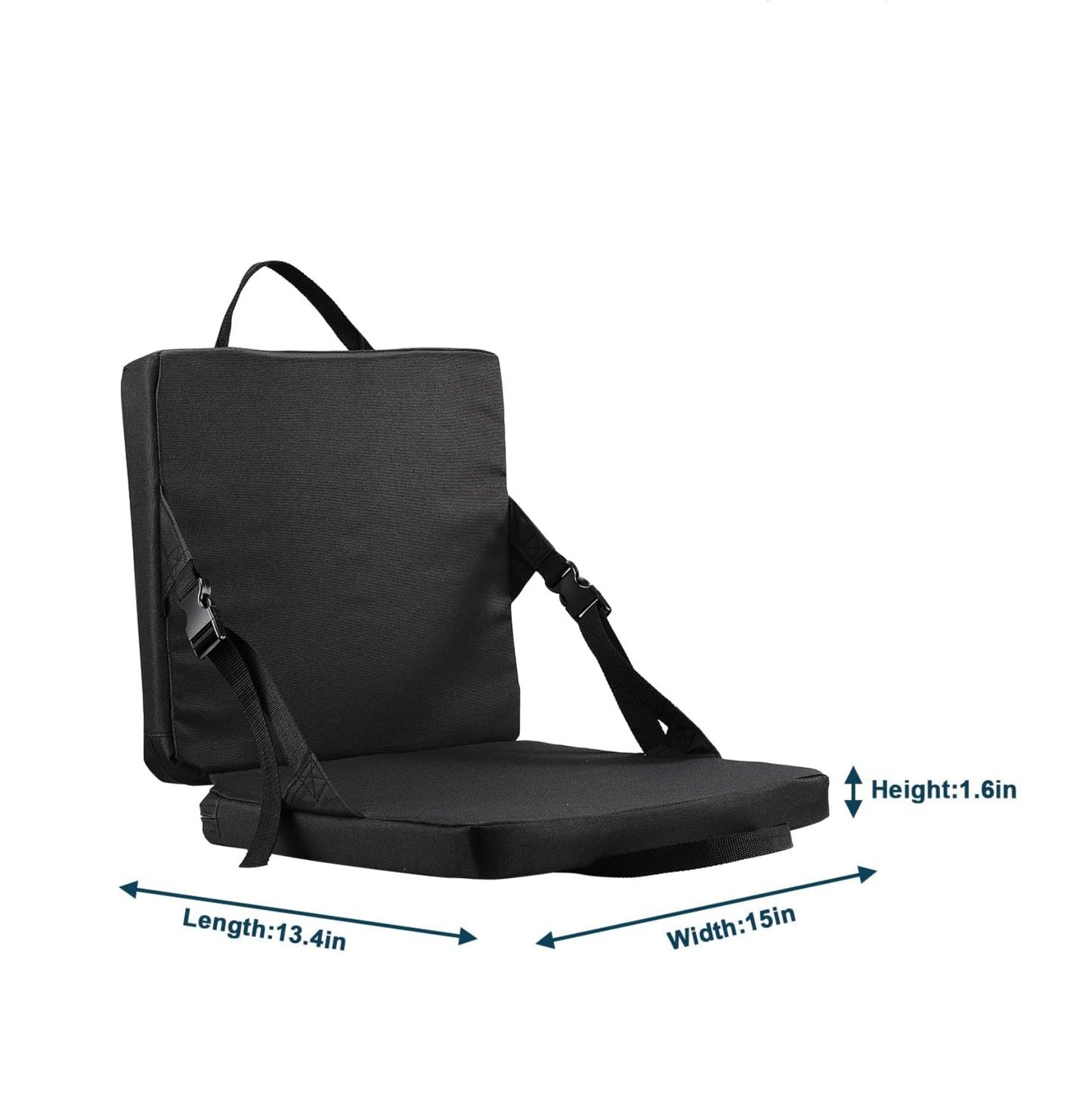 Black Portable Foldable Outdoor Seat – Multi-Functional Stadium & Boat Chair with Carry Handle - Image 2