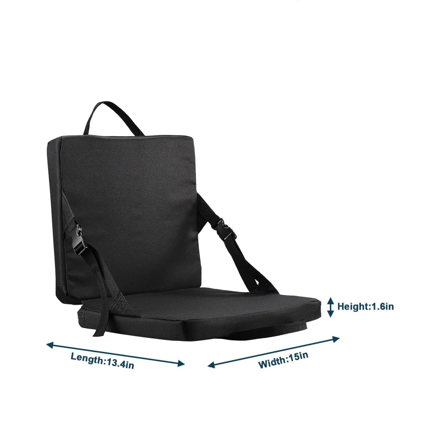 Black Portable Foldable Outdoor Seat – Multi-Functional Stadium & Boat Chair with Carry Handle - Image 2