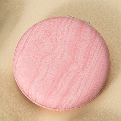 2 Pcs Pink Portable Wooden-Style Makeup Mirror - Dual-Sided High-Definition Compact Mirror