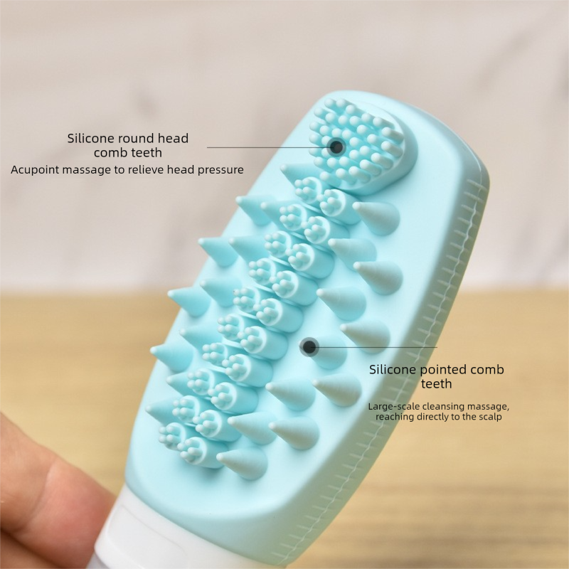 Beige Travel Silicone Refillable Bottle Set – Multi-Functional Soft-Squeeze Dispenser with Built-in Brush (3-Pack) - Image 3
