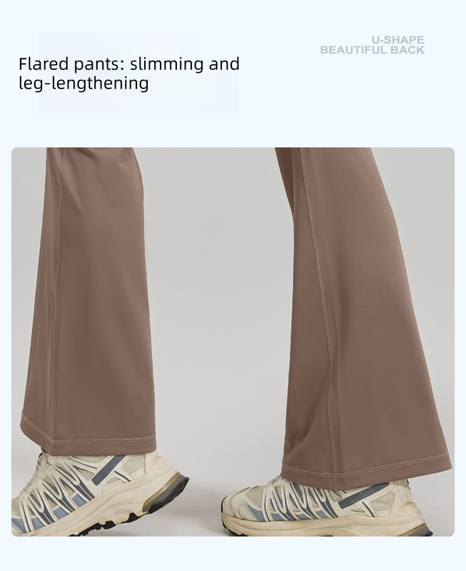 M Coffee High-Waisted Flared Yoga Pants – Sculpting & Slimming Fitness Leggings - Image 4