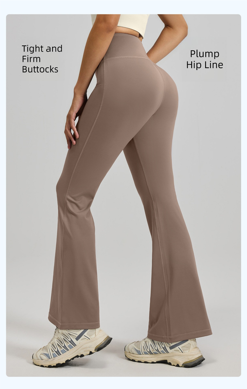XXXL Coffee High-Waisted Flared Yoga Pants – Sculpting & Slimming Fitness Leggings - Image 5