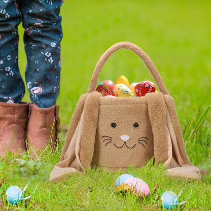 Pink Cute Plush Bunny Easter Basket with Long Ears and Personalization Option for Kids Egg Hunt and Spring Celebration - Image 3