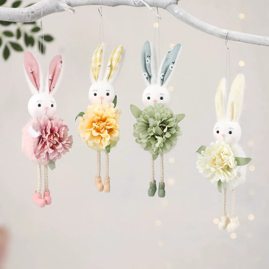 Pink Easter Bunny Flower Hanging Decoration for Home, Garden or Party Scene - Image 3