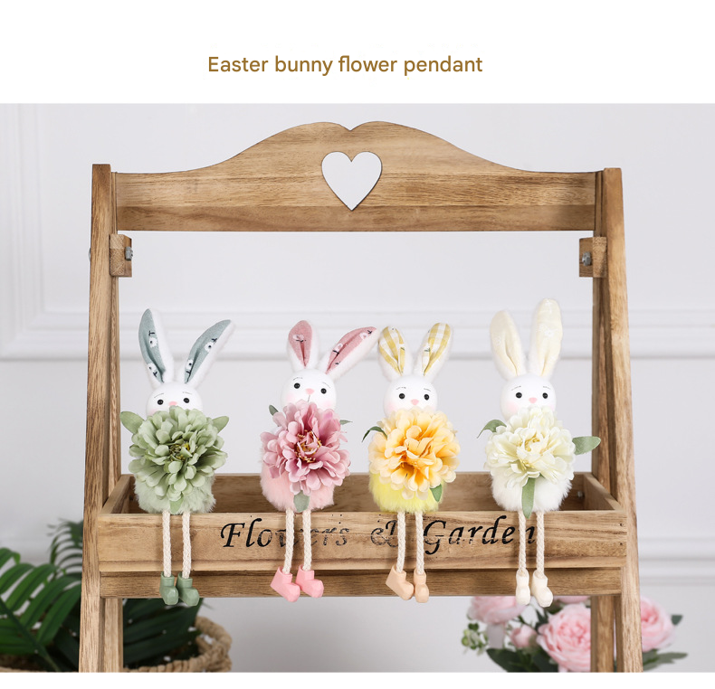 Yellow Easter Bunny Flower Hanging Decoration for Home, Garden or Party Scene - Image 2