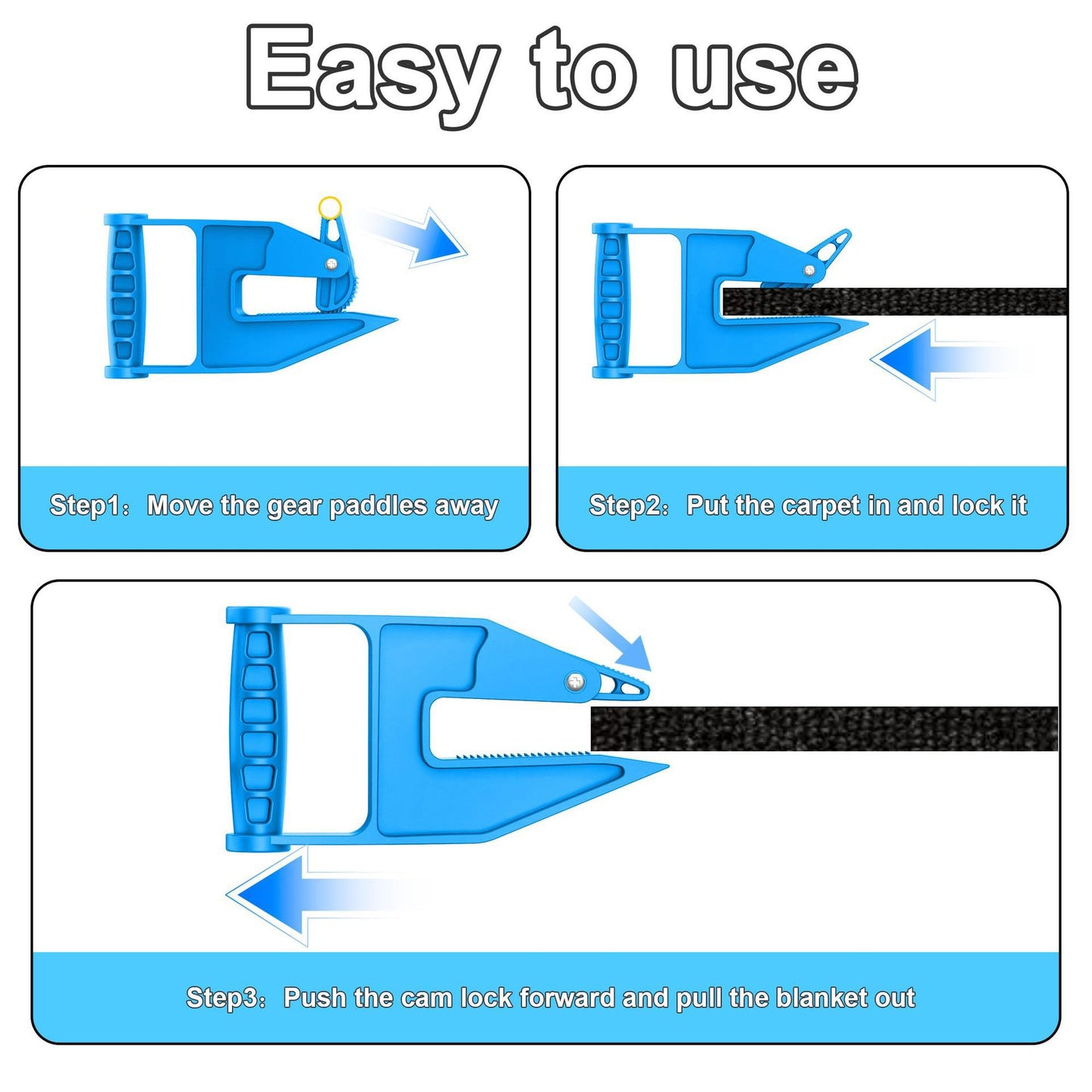Blue Mat Lifter Handle Set of 2 – Lightweight Plastic Tool for Easy, Hands-Free Moving of Rugs, Mats, and Carpets - Image 2