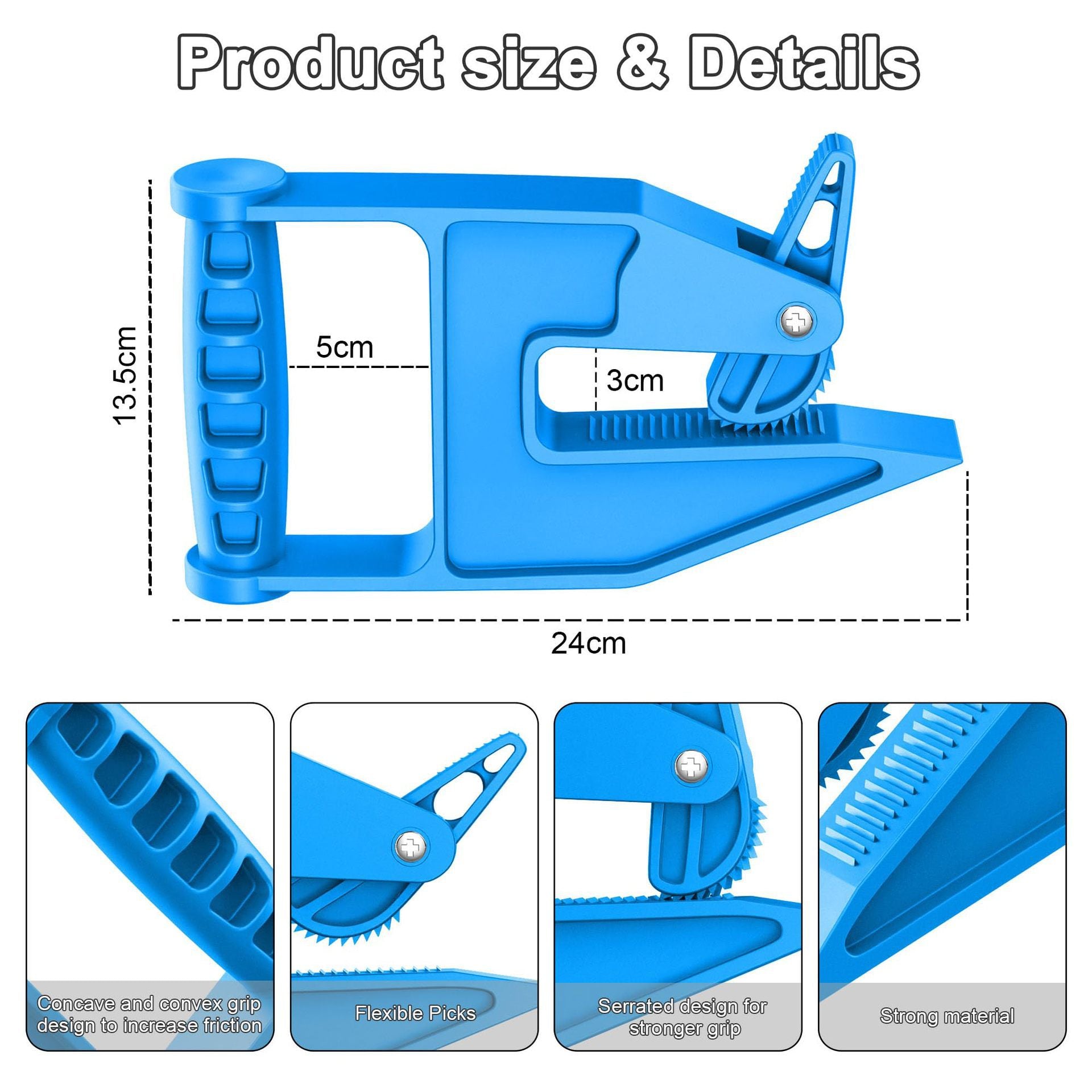 Blue Mat Lifter Handle Set of 2 – Lightweight Plastic Tool for Easy, Hands-Free Moving of Rugs, Mats, and Carpets - Image 3