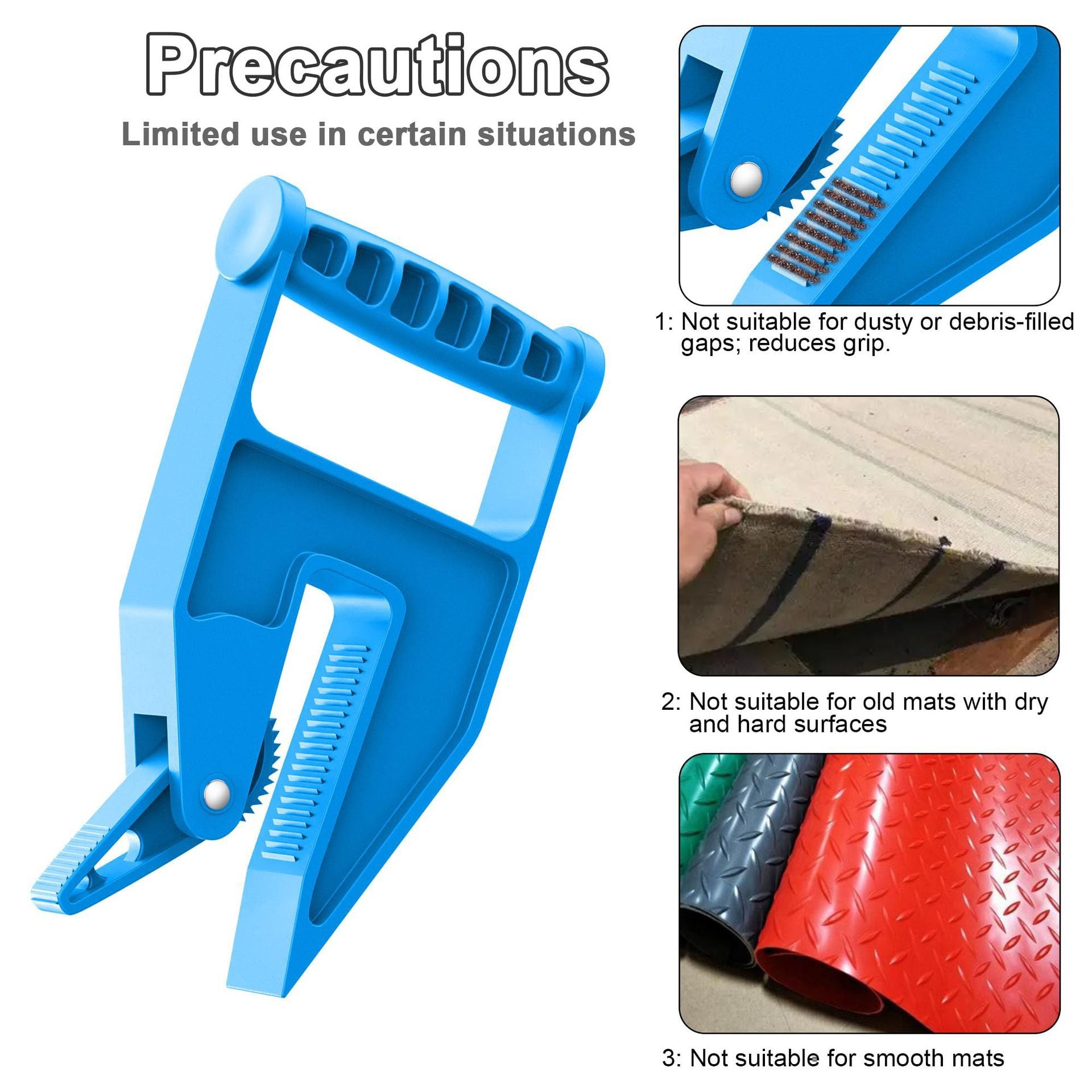 Blue Mat Lifter Handle Set of 2 – Lightweight Plastic Tool for Easy, Hands-Free Moving of Rugs, Mats, and Carpets - Image 4