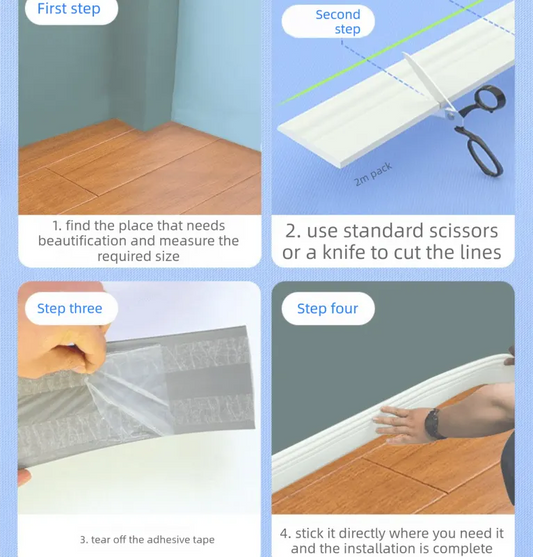 White 3-Meter Self-Adhesive Reinforced Skirting Board – 10 cm Wide Wall Decorative Trim for Home Interior - Image 6