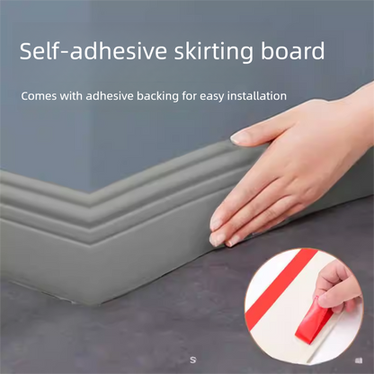 Grey 3-Meter Self-Adhesive Reinforced Skirting Board – 10 cm Wide Wall Decorative Trim for Home Interior