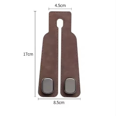 Brown 4-Pack Car Seat Back Hooks – Hidden Suede Leather with Metal Hooks for Storage and Phone Stand - Image 4