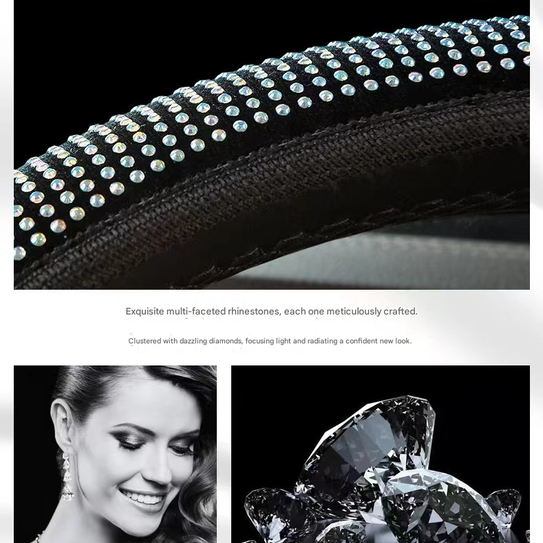 Colorful Crystal Rhinestone Steering Wheel Cover – Elastic Stretch Design with Full Diamond Embellishment - Image 3