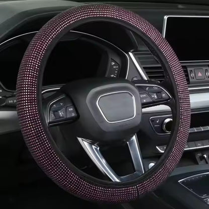 Light purple Crystal Rhinestone Steering Wheel Cover – Elastic Stretch Design with Full Diamond Embellishment