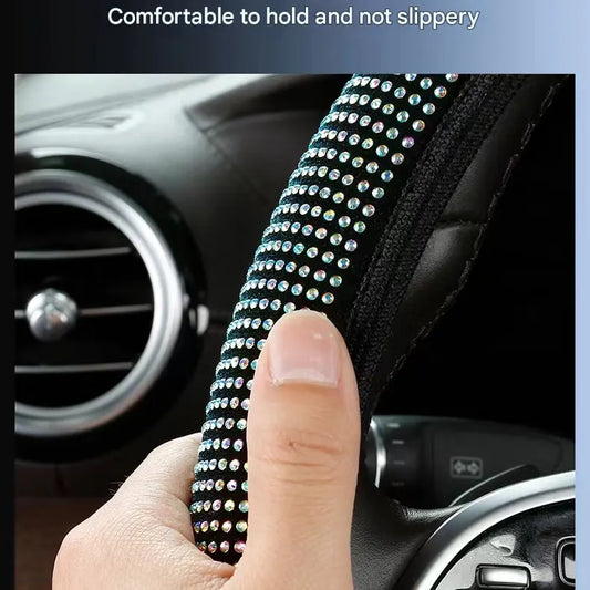 Light purple Crystal Rhinestone Steering Wheel Cover – Elastic Stretch Design with Full Diamond Embellishment - Image 2