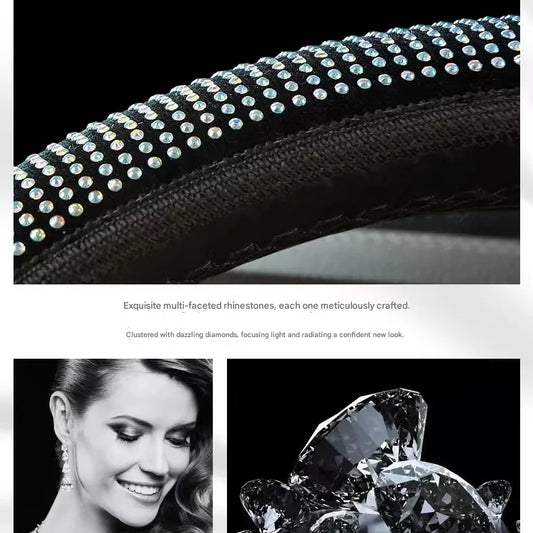 Bright pink Crystal Rhinestone Steering Wheel Cover – Elastic Stretch Design with Full Diamond Embellishment - Image 3