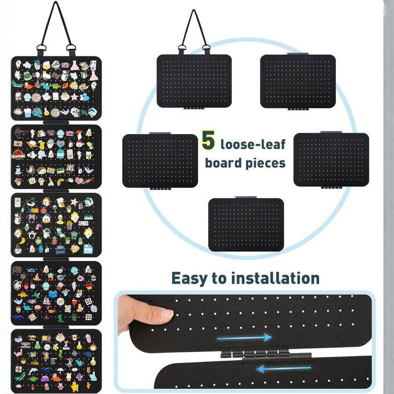 Black Pin Storage Hanging Organizer – 5-Piece Removable Felt Board Display Rack for Brooches, Badges & Collectibles - Image 3