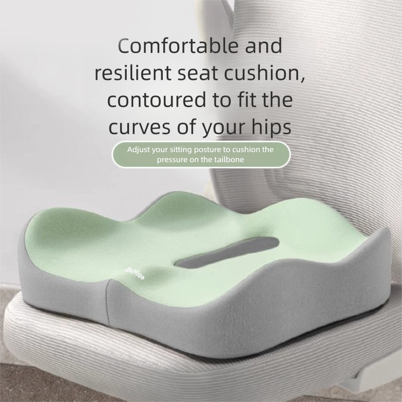Two-tone grey Ergonomic Memory Foam Seat Cushion – Coccyx Relief for Office, Car and Long Sitting - Image 3