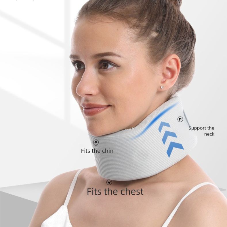Black Neck Support Brace for Posture Correction – Cervical Collar with Cooling Fabric and Adjustable Fit for Office, Driving and Daily Use - Image 2