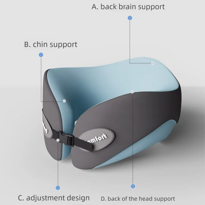 Blue and gray Memory Foam U-Shaped Travel Neck Pillow – Ergonomic Support for Airplane, Car, and Office Use - Image 3