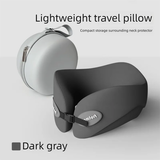 Dark gray Memory Foam U-Shaped Travel Neck Pillow – Ergonomic Support for Airplane, Car, and Office Use