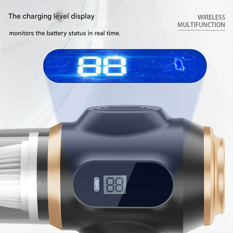 Black Portable Wireless Car Vacuum Cleaner – Powerful Suction for Car and Home Use with Dual-Function Air Blower(1500MHA) - Image 2