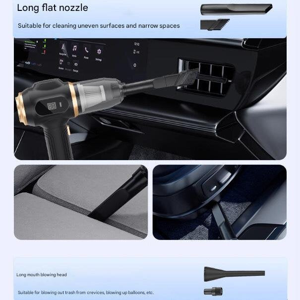 Black Portable Wireless Car Vacuum Cleaner – Powerful Suction for Car and Home Use with Dual-Function Air Blower(1500MHA) - Image 4