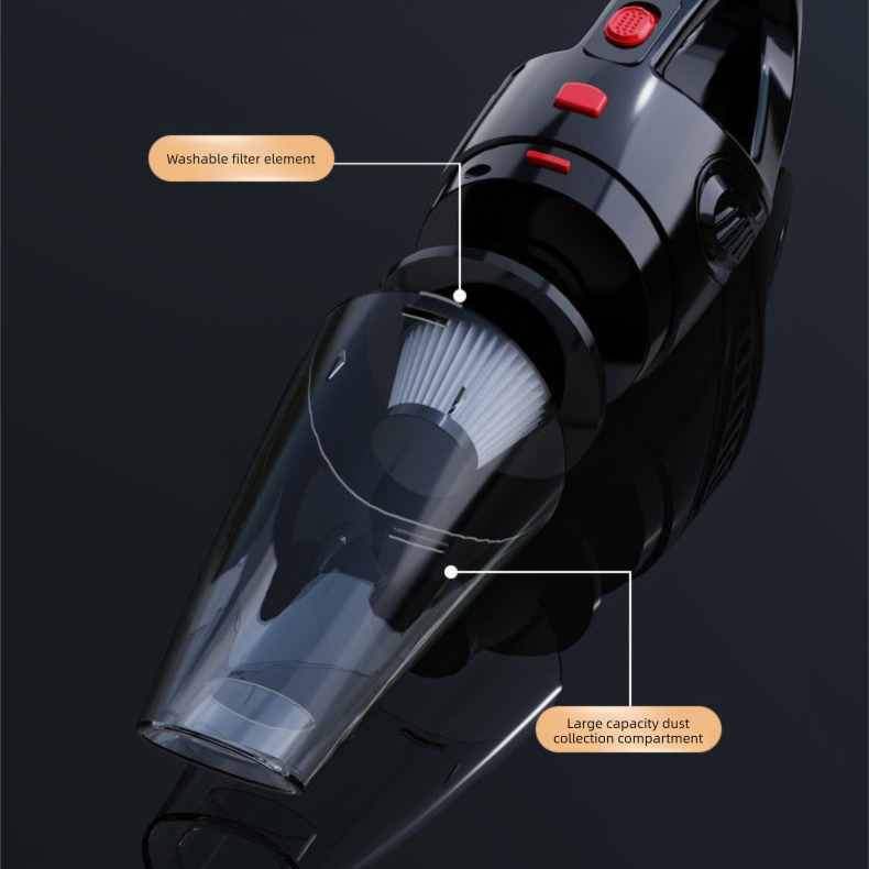Black Portable Cordless Vacuum Cleaner – High-Power Lithium Battery with Strong Suction for Car and Home Use - Image 2