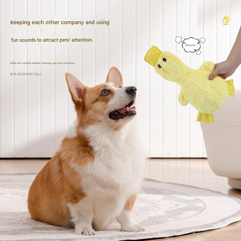 2-Pack Pink and yellow Plush Duck Dog Toy with Sound, Soft Fur and Squeaker for Teething & Dental Care – Durable Chew Toy for Dogs - Image 3