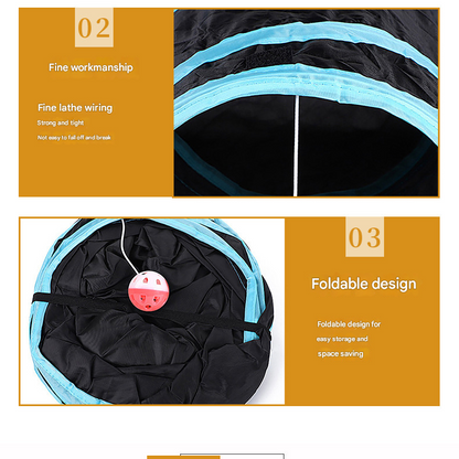 Black S-Pass Cat Tunnel Play Set with Collapsible Design, Interactive Ball & Durable Fabric – Ideal for Indoor Cats to Exercise and Explore - Image 4