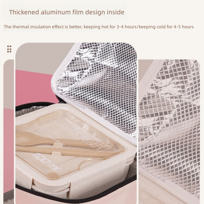 Pink Double-Layer Insulated Lunch Bag with Aluminum Foil Lining, Thermal Food Carrier for Hot & Cold Meals – Large Capacity, Reusable & Easy to Clean - Image 5