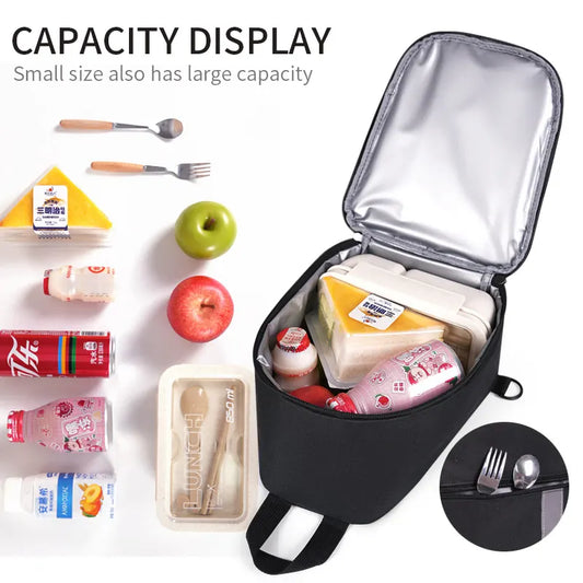 Grey Portable Insulated Lunch Bag with Thick Aluminum Foil Lining – Oxford Fabric Thermal Food Carrier for Work, School, Travel & Outdoor Use - Image 3