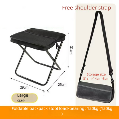 Black Portable Folding Backpack Stool with Carrying Case – Compact, Durable Outdoor Seat for Camping, Hiking, Fishing & Travel(large size)