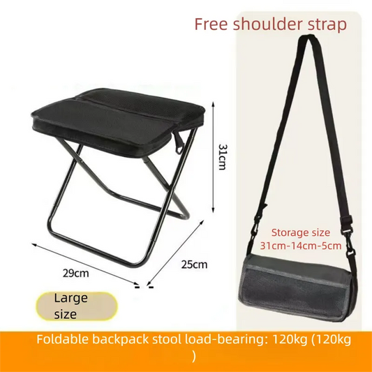 Black Portable Folding Backpack Stool with Carrying Case – Compact, Durable Outdoor Seat for Camping, Hiking, Fishing & Travel(large size)